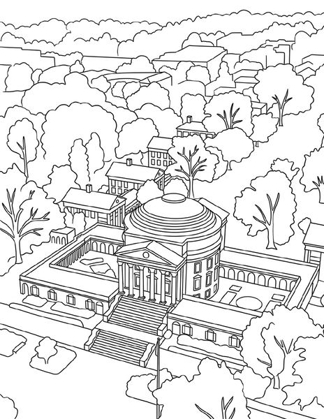 UVA Rotunda and Lawn coloring page