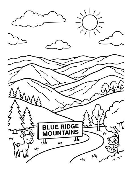 Blue Ridge Mountains kids coloring page
