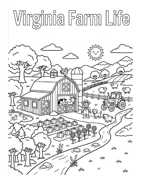 Virginia farm life kids coloring page